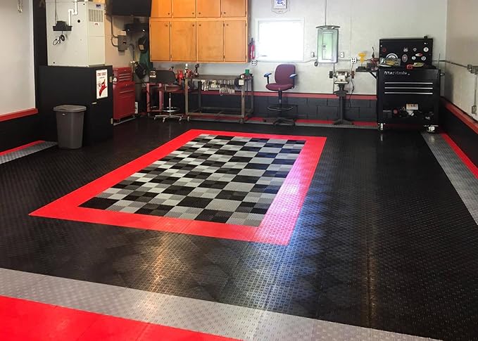 Big Floors GarageTrac Diamond, Interlocking Non-Slip Garage Flooring Tile, Durable, Modular, Heavy-Duty Copolymer, Easy Install (Purple, 48 Pack of 12 x 12" Tiles)