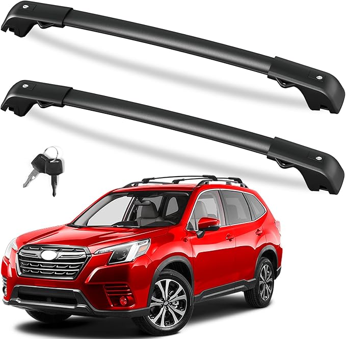 FengYu 300lb Roof Rack Cross Bars Compatible with Subaru Forester 2014-2026 (not for Wilderness), Heavy Duty Lockable Aluminum Roof Rails Crossbars Cargo Bars Canoe Rooftop Black Carrier Luggage