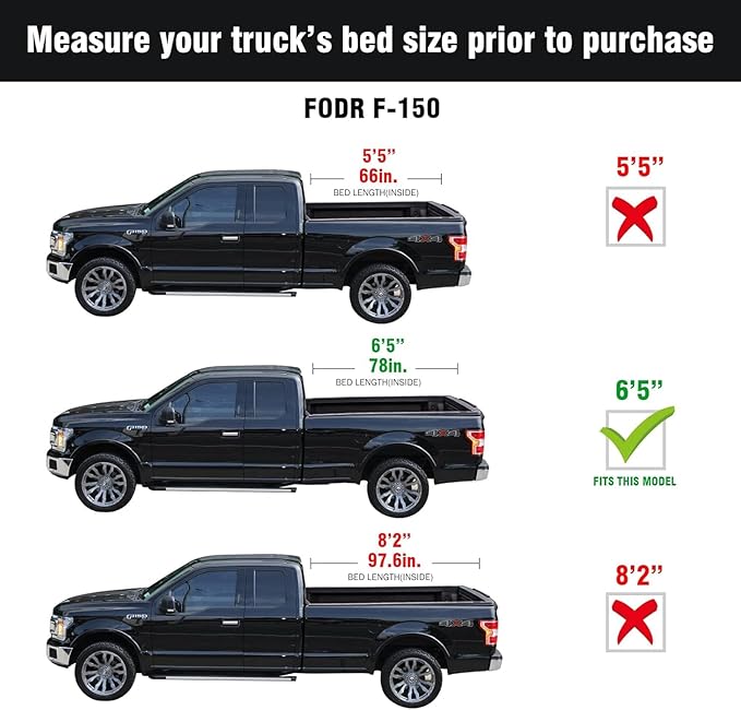 Tutel Low Profile Hard Shell Folding Truck Bed Tonneau Cover|Fits 2015-2026 Ford F-150 6.5' Bed (78") - TTLTMLPT017