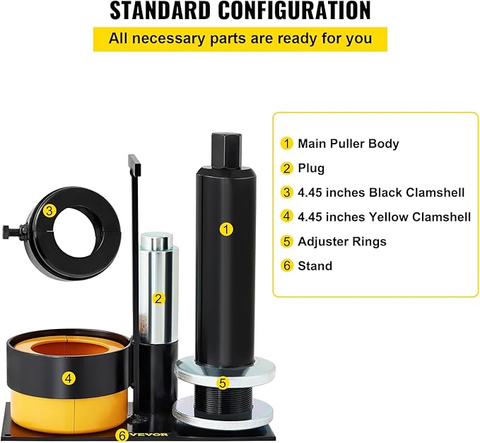 VEVOR Carrier & Pinion Bearing Puller, Compatible with Dana 30, 40, 60, 70, Ford 9" Bearings, Pinion Puller Tool with 2 Clamshells, 45# Steel Clamshell Carrier Bearing Puller for Auto Repair
