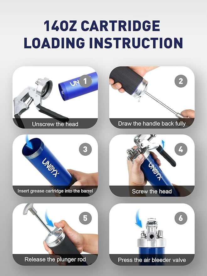 8000 PSI Pistol Grip Grease Gun, Professional 14 oz Grease Guns, Heavy Duty Aluminum Greese Gun Kit with Flex Hose & Rigid Pipe & 2 Coupler