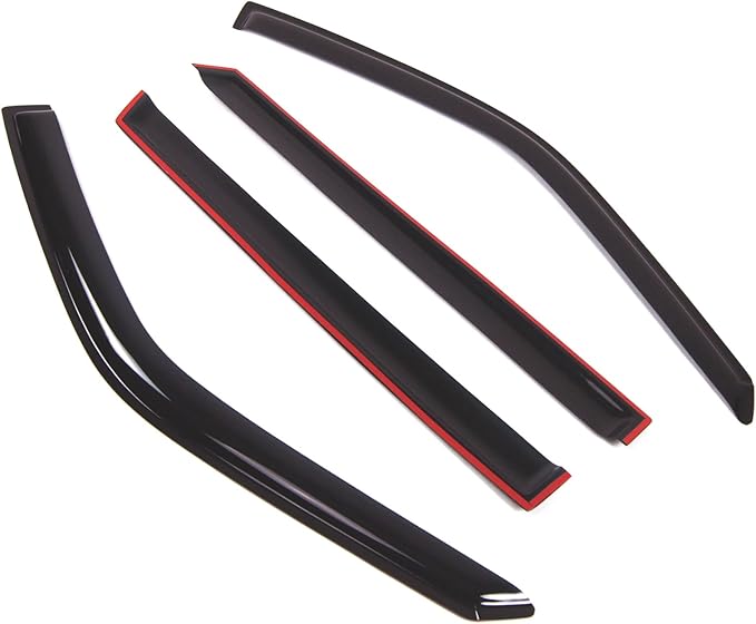 Tuningpros WD2-404 Dark Smoke 4 Pcs Set Window Visor (Outside Mount) Deflector Rain Guard Compatible with 2001-2006 Suzuki XL-7