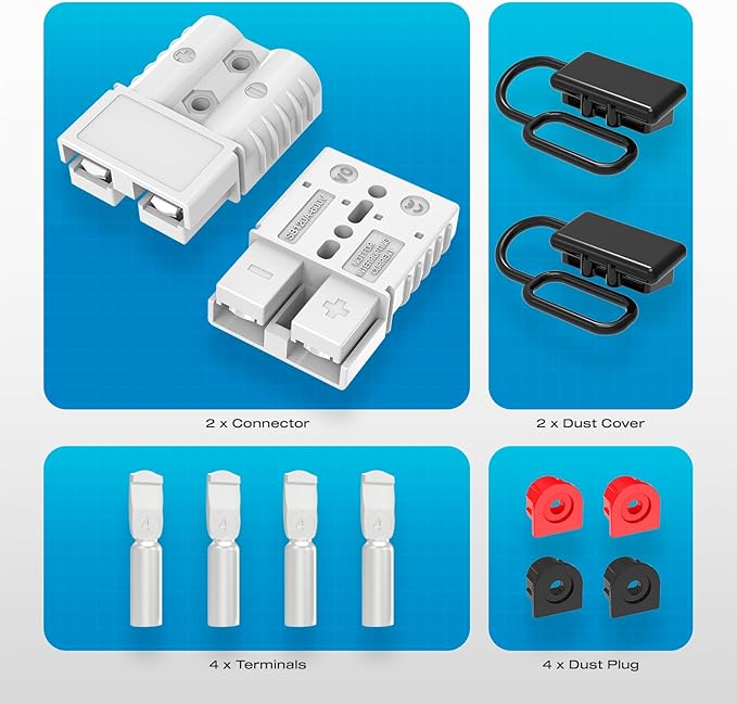 Anderson Connector,120A 4-6AWG Battery Quick Connect 12V-36V Anderson Plug Battery Cable Quick Connect Disconnect Plug Winch Wiring Kit for Cable RV Truck Winch (2 Pack)-Gray