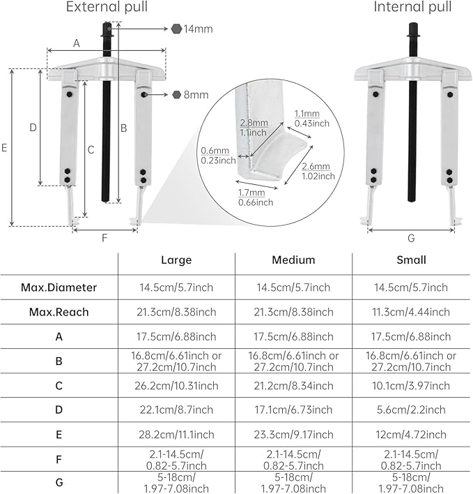 ChgImposs Gear Puller Set, 3 in 1 Heavy Duty Extendable Pulley Puller Kit - Cr-V Steel 2-Jaw Gear & Pulley Remover Tool with 3 Claw Sizes for Bearing, Gear, Pulley & Flywheel Removal