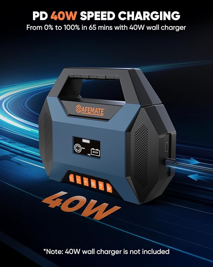 2500A Car Jump Starter with Air Compressor - 120PSI Tire Inflator, 40W Fast Charging, 48.84Wh Portable Power Bank, Voltage Tester for 8L Gas/6L Diesel Engines