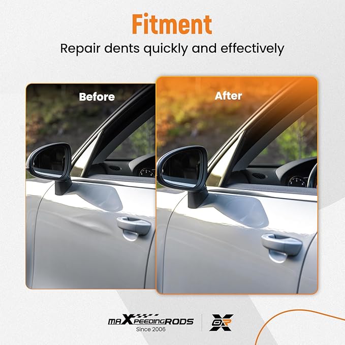 maXpeedingrods Car Dent Repair Kit, Paintless Car Dent Removal Tool, Car Dent Puller, Curved Rod Crowbar, Big Size Dent Rods, Car Front Fender Dings Remover