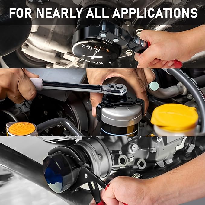 Oil Filter Wrench Set, 8 Piece Adjustable Oil Filter Pliers 2-3/4" to 5-1/4", 9" & 12" Universal Oil Filter Removal Tool with 1/2" to 3/8" Adapter, Organized in Storage Case (8-Piece Set)