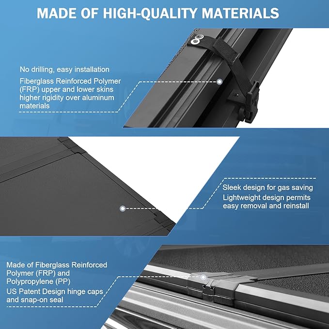 Hard Tri-Fold Truck Bed Tonneau Cover Compatible with 2015-2024 Ford F-150 5.5FT Bed