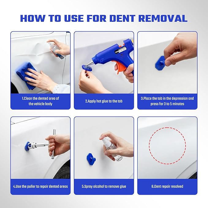 Car Dent Repair Removal Kit Small Paintless Auto Body Puller Remover Tool Tools,28Pcs Dent Pull Kits,Dent Remover Tool for Car Door Dents Hail Damage Refrigerator Dents (28Pcs-kit)