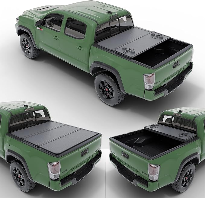 Hard Folding Truck Bed Tonneau Cover |HTF020|Fits 2005-2015 Toyota Tacoma w/OE Track System 6' 2" Bed (73.5")