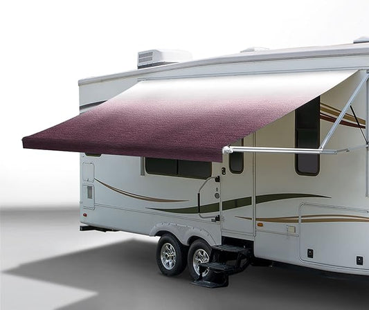 RecPro RV Awning Fabric Replacement | Width Options from 8 Feet to 22 Feet | Variety of Color Options | 8' (96") Length RV Awning | Premium Vinyl (21' - Actual Width 20' 1", Burgundy Fade)