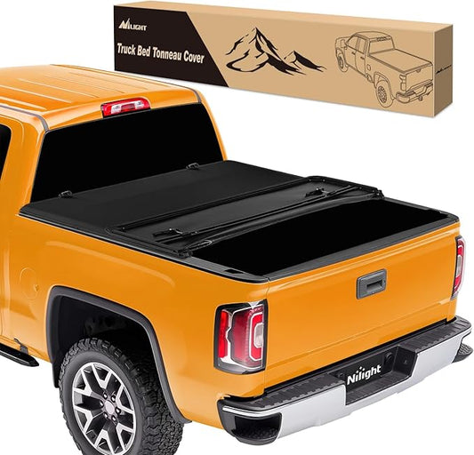 Nilight Truck Bed Tonneau Cover Soft Tri-fold Compatible with 1999-2006 Chevy Silverado/GMC Sierra 1500 2500 HD 3500 HD-6.6ft