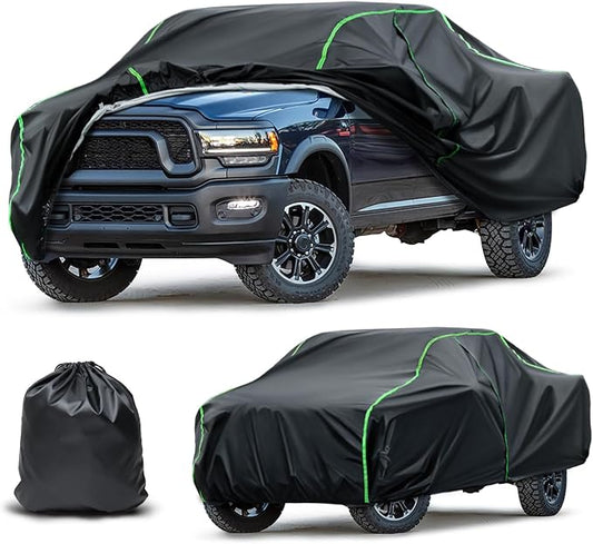 Waterproof Truck Cover Compatible with Silverado 1500/F-150/F-250/Sierra 1500/Tundra All-Weather Protection,228"-236" Truck PEVA Car Cover with Zipper Door