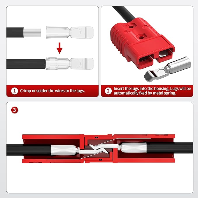 175A Battery Quick Connect/Disconnect, 1/0 AWG Wire Harness Plug Connector 12V Battery Cable Connector for Trailer Towing Winch Quick Connect Systems - 6 PCS
