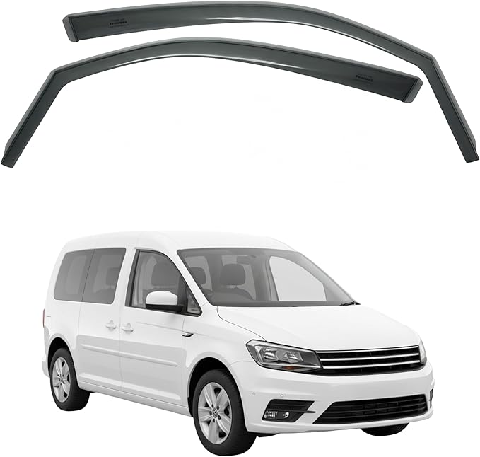 in-Channel Car Window Rain Guard Compatible with Volkswa Caddy (2006-2017) Front 2pcs, Taiwan Made Precise & Transparent Car Wind Deflectors No Water Leakage Visors