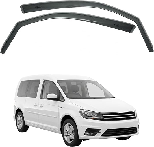 in-Channel Car Window Rain Guard Compatible with Volkswa Caddy (2006-2017) Front 2pcs, Taiwan Made Precise & Transparent Car Wind Deflectors No Water Leakage Visors