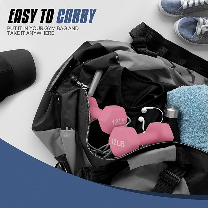 MADOG Dumbbell Set, Anti-Slip Neoprene Coated Hexagon Hand Weights for Home Gym Equipment Workouts Strength Training