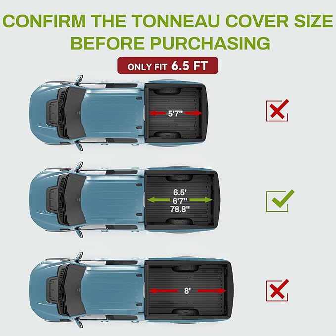 AUTOSAVER88 Soft Tri-fold Truck Bed Tonneau Cover Fits for Ford F-150 F150 2015-2025 (Excl. Raptor Series) 6.5ft Bed