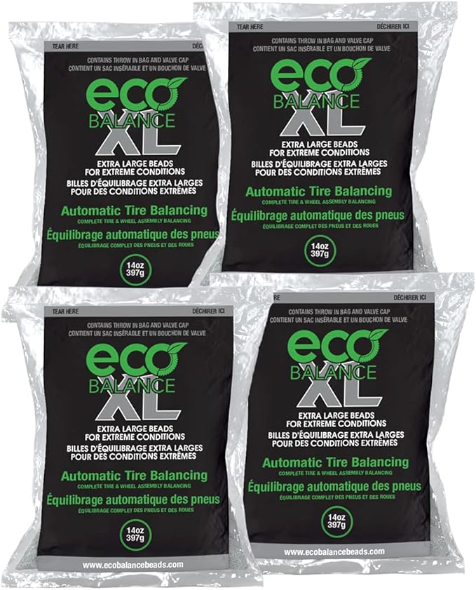 ECO Balance 14-ECOXL4 ECO XL Extreme Condition Tire/Wheel Balancing Beads - Off-Road Vehicles, Light Duty Truck Tires, (4) 14oz Balance Bead Bags, (4) Valve Caps