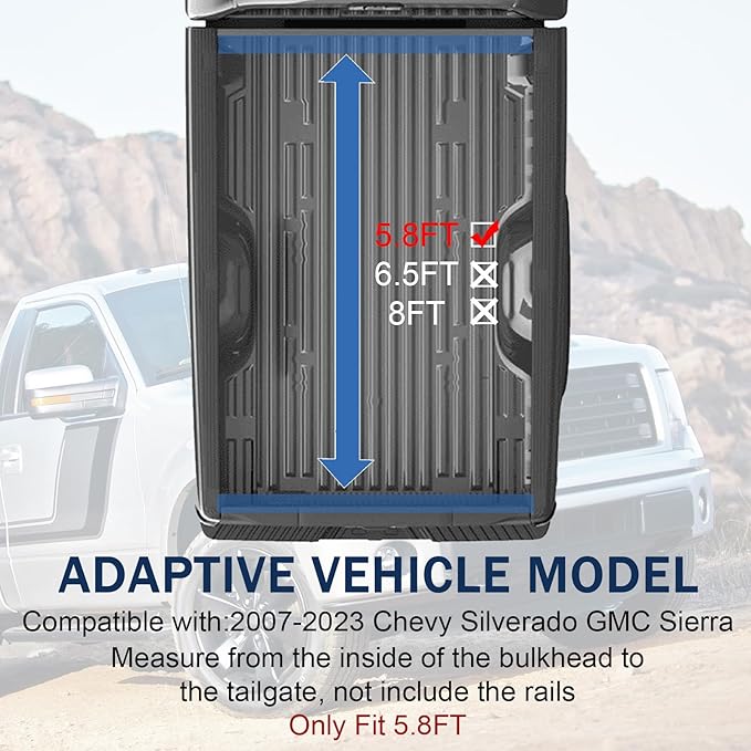 Hard Tri-Fold Truck Bed Tonneau Cover Compatible with 2007-2023 Chevy Silverado GMC Sierra 5.8 FT Bed