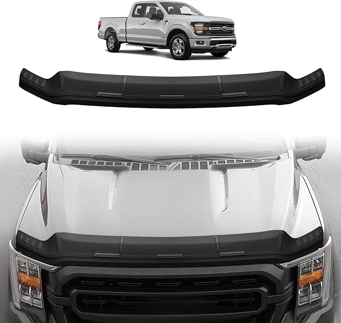 TripleAliners Hood Deflector Protector Compatible with 2021-2024 2025 Ford F150 F-150 Accessories Hood Protector TPE Bug Deflector Shield Replacement(Not Fit Tremor/Raptor, 2024+Platinum/King Ranch)