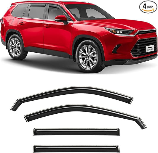 Voron Glass in-Channel Extra Durable Rain Guards for Toyota Grand Highlander 2024-2026, Window Deflectors, Vent Window Visors, 4 Pieces - 200611