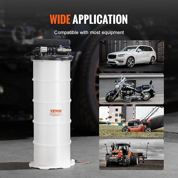 VEVOR 6.5L Pneumatic/Manual Oil Extractor Pump, Fluid Extractor Pump for Automotive Fluids Vacuum Evacuation, Oil Change & Fluid Change Tool with Dipstick and Suction Hose