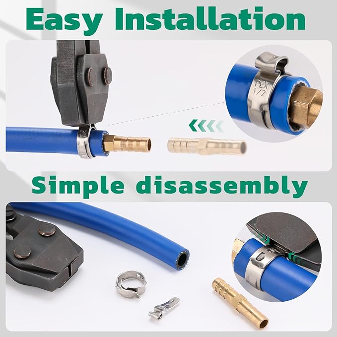 40PCS 3/4 Pex Crimp Ring,304 Stainless Steel Pex Cinch Clamps,Single Ear Hose Clamps for Pex Fittings Pipe Tubing