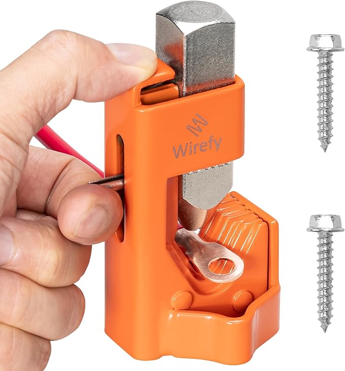 Wirefy Hammer Lug Crimper Tool for Cable & Battery Wire 8-4/0 AWG | Hardened Steel Hand Crimper with Ergonomic Handle & Heavy-Duty Crimping Capacity