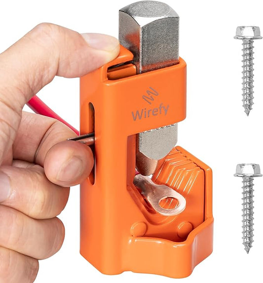 Wirefy Hammer Lug Crimper Tool for Cable & Battery Wire 8-4/0 AWG | Hardened Steel Hand Crimper with Ergonomic Handle & Heavy-Duty Crimping Capacity