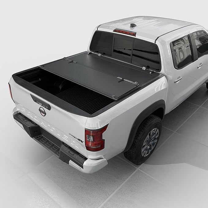 Low Profile Hard Folding Truck Bed Tonneau Cover Fits 2005-2022 Nissan Frontier 5' Bed (60")