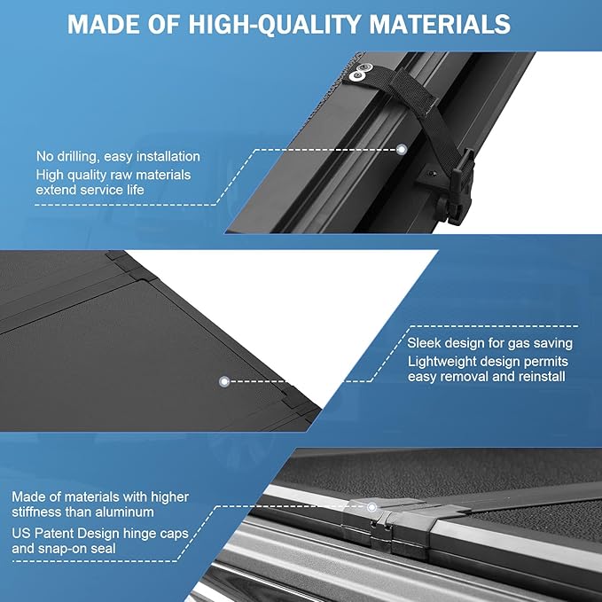 Hard Tri-Fold Truck Bed Tonneau Cover Compatible with 2014-2018 Chevy Silverado GMC Sierra 6.5FT Not for CarbonPro Bed