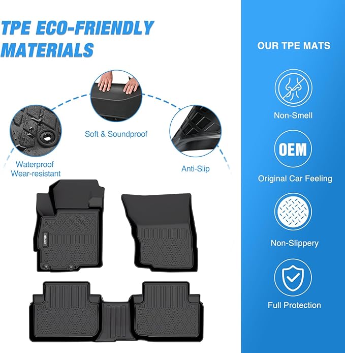 Nilight TPE Floor Mats for Mitsubishi Eclipse Cross 2018 2019 2020 2021 2022 2023 2024 2025 All Weather Custom Fit Heavy Duty Floor Liners