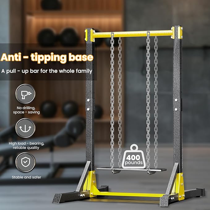 Power Tower Pull Up Bar Station, Height Adjustable Portable Pull Up Station, Free Standing Pull Up Rack Dip Station for Home Gym, Pull Up Tower Station 400LBS with 11 Gears Adjustment