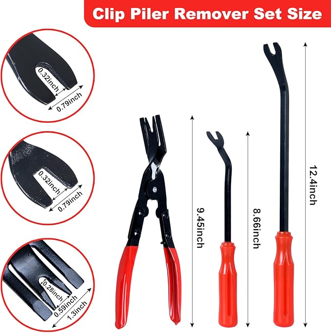 7 Pcs Auto Trim Removal Tool with Plastic Pry Tool, Automotive Car Trim Rivet Clip Removal Tool for Door Panel Dashboard Body, Auto Upholstery Car Fastener Clip Pliers Remover Tools Repair Kit