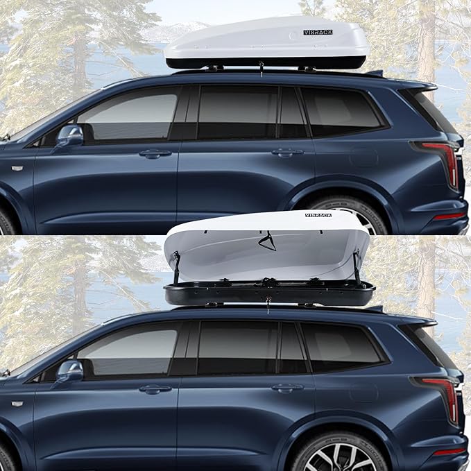 56" L Rooftop Cargo Box Carrier Large 13 Cubic Feet Car Top Mount Travel Luggage Storage,Hard Shell Roof Cargo Dual Side Opening,Heavy Duty Waterproof Rooftop Storage Box White