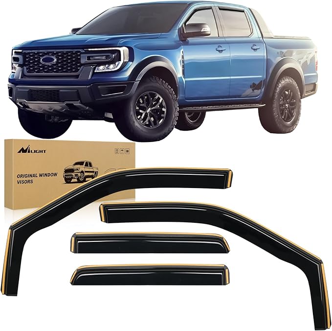 Nilight In-Channel Rain Guards for Ford F150 Super Crew 2015-2023, F150 Raptor/F250/F350/F-450/F550 Super Duty Crew 2017-2023 Vent Window Visors, Deflectors - 4pcs