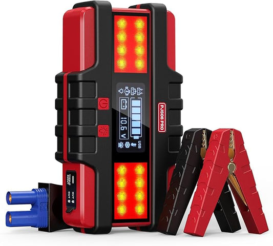 PJS06 Pro 4000A Car Jump Starter - Portable Power Bank with 40W Fast Charge, 10L Gas/9L Diesel Engine Starter, 3S Quick Start, Voltage Detector, LED Light, 10 Protections