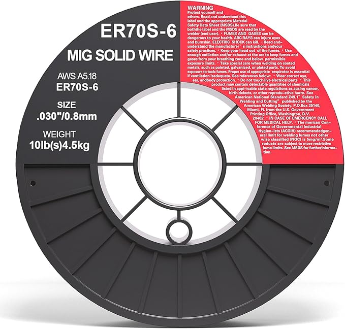 ER70S-6 .030"(0.8 mm) on 10-Pound Spool Carbon Steel Mig Solid Welding Wire Strong ABS Plastic Spool Welding Wire