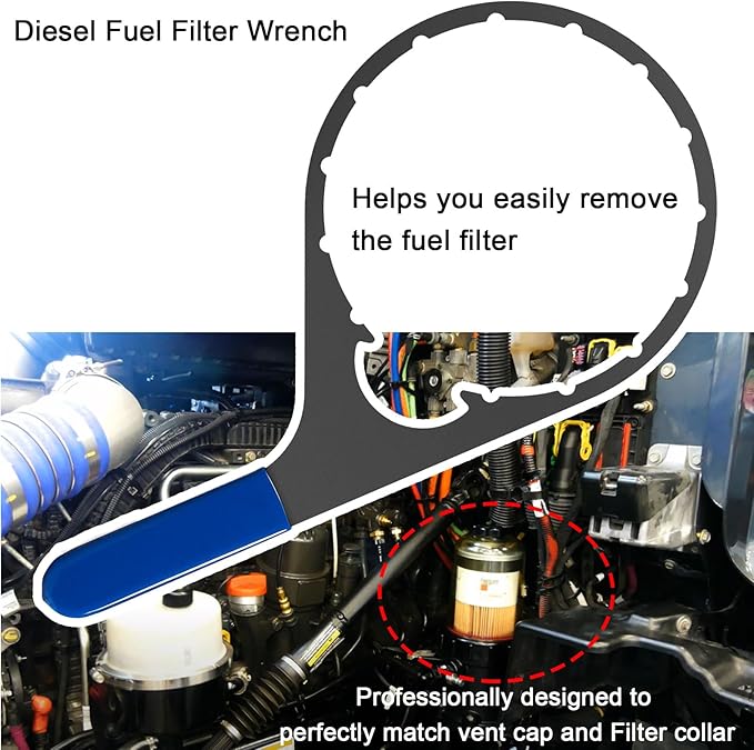 mooncar 6" Oil Fuel Filter Wrench for Davco 380134 vent cap/Filter collar remove tool Suitable for Fuel Pro 382,380, for Fleetguard/Cummins Detroit Diesel