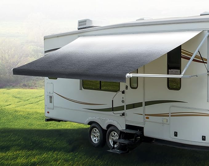RecPro RV Awning Fabric Replacement | Width Options from 8 Feet to 22 Feet | Variety of Color Options | 8' (96") Length RV Awning | Premium Vinyl (11' - Actual Width 10' 1", Gray Fade)