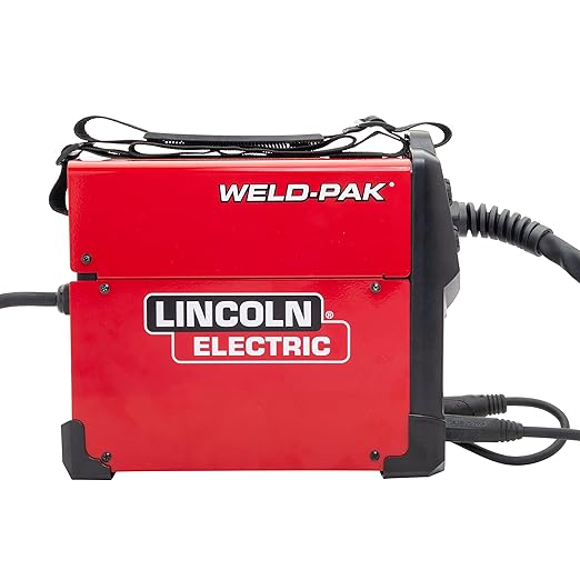 Lincoln Electric 90i MIG and Flux Core Wire Feed Weld-PAK Welder, 120V Welding Machine, Portable w/Shoulder Strap, Protective Metal Case, Best for Small Jobs, K5256-1