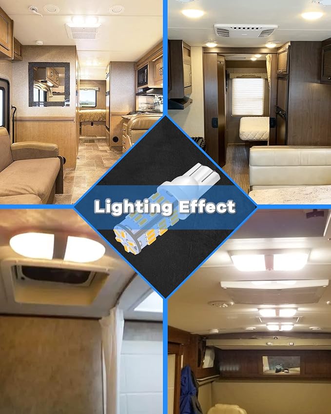 C921 921 912 LED RV Bulbs,Super Bright Warm White T10 194 168 175 3014 42-SMD LED Replacement 12 Volt RV Camper Trailer Boat Trunk Interior Dome Map License Lights(12PCS)