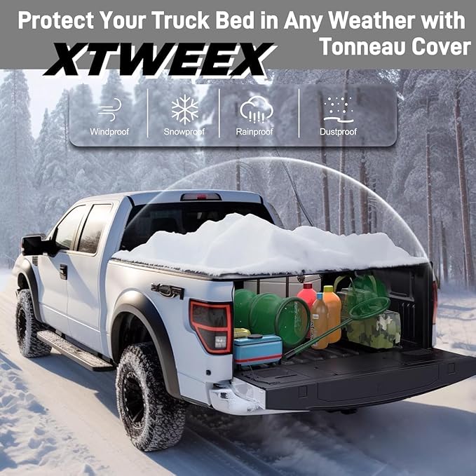 6.5' (79") Hard Folding Truck Bed Tonneau Cover Compatible with 2015-2026 Ford F-150 6.5 ft Bed | Tri Fold Style | Solid & Waterproof & Theftproof Fiberglass | Without Drilling