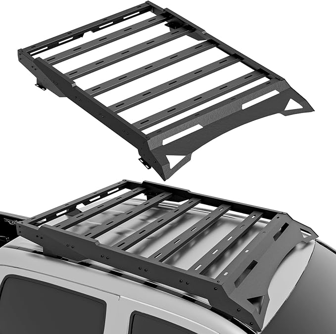 Roof Rack Cargo Basket fits 2005-2023 Toyota Tacoma Crew Cab Cargo Racks, Overland Rooftop Luggage Storage Holder, 150 LBS Platform Style Cargo Carrier for Outdoors Gear