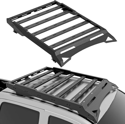 Roof Rack Cargo Basket fits 2005-2023 Toyota Tacoma Crew Cab Cargo Racks, Overland Rooftop Luggage Storage Holder, 150 LBS Platform Style Cargo Carrier for Outdoors Gear