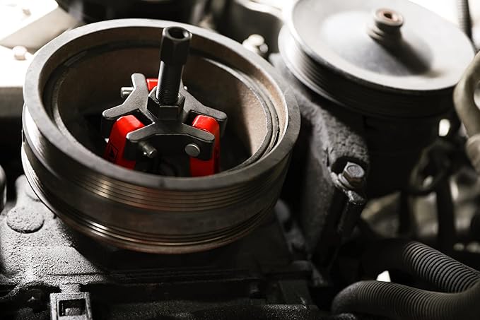 ARES 71002 - Harmonic Balancer Puller Kit - Adjustable 3-Jaw Puller Fits Most Late Model Automobiles & Trucks - Remove Damper Pulleys in Tight Engine Compartments Without Removing The Radiator