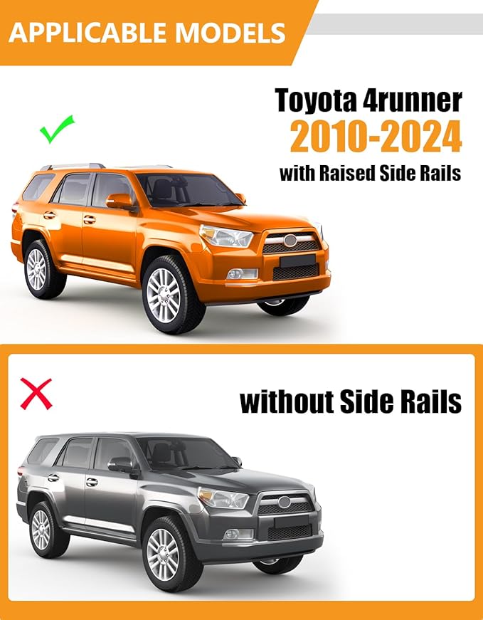 KINGGERI 330lbs All Aluminum Roof Rack Cross Bars Compatible with Toyota 4Runner 2010-2024 (with Raised Side Rails), Lockable Heavy Duty Anti-Theft roof Rack Crossbar Luggage Rack Kayak Accessories