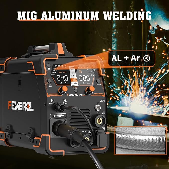 Plasma Cutter Welder Combo 200A Gas MIG/Gasless MIG/HF TIG/Stick/CUT/SPOT 6 in 1 Welding Machine Aluminum Welding 110/220V Dual Voltage Multi Process Welder