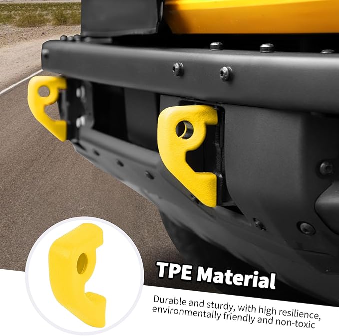 Jimen Fit for Ford Bronco 2021-2024, 2PCS Front Bumper Tow Hook Covers Protector Exterior Accessories (Yellow)